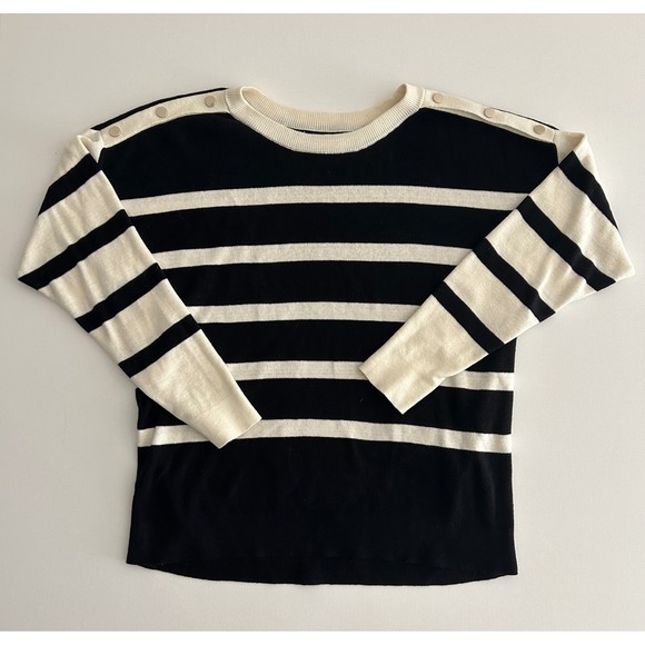 croft & barrow Sweaters - Croft & Barrow Women's Striped Crewneck Sweater Black/Cream Size M